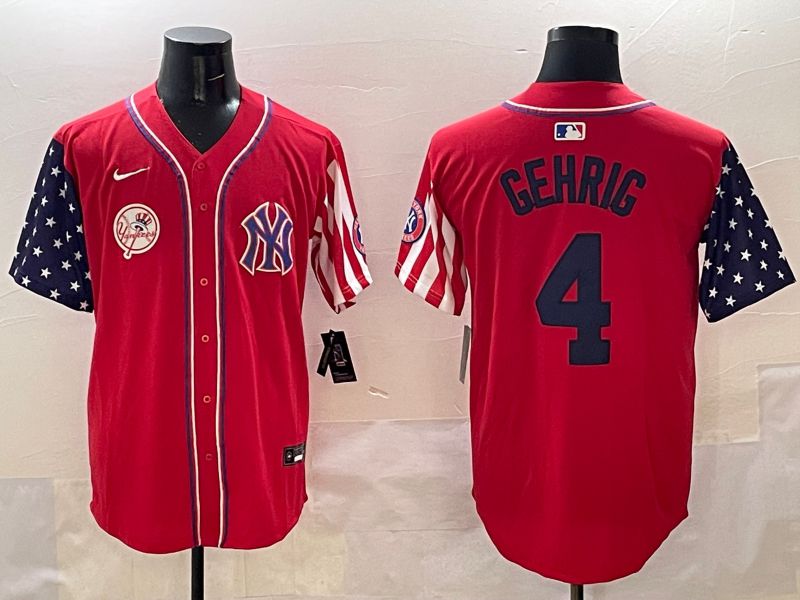 Men New York Yankees #4 Gehrig Red a generation of national flags Jointly Name 2025 Nike MLB Jersey style 9->new york yankees->MLB Jersey